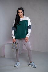 MIKINA “KONTRASTY” - DEEP GREEN / OFF WHITE / DARK GRAY MELAGNE