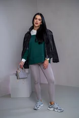 MIKINA “KONTRASTY” - DEEP GREEN / OFF WHITE / DARK GRAY MELAGNE