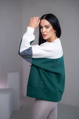 MIKINA “KONTRASTY” - DEEP GREEN / OFF WHITE / DARK GRAY MELAGNE
