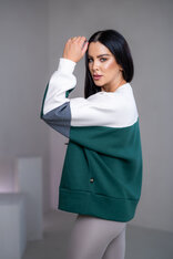 MIKINA “KONTRASTY” - DEEP GREEN / OFF WHITE / DARK GRAY MELAGNE