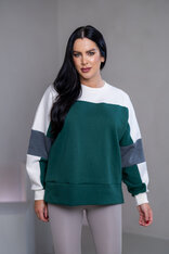 MIKINA “KONTRASTY” - DEEP GREEN / OFF WHITE / DARK GRAY MELAGNE