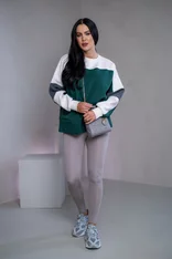 MIKINA “KONTRASTY” - DEEP GREEN / OFF WHITE / DARK GRAY MELAGNE