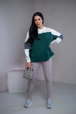 MIKINA “KONTRASTY” - DEEP GREEN / OFF WHITE / DARK GRAY MELAGNE