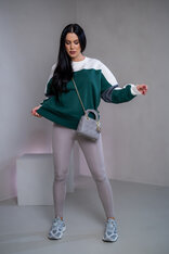 MIKINA “KONTRASTY” - DEEP GREEN / OFF WHITE / DARK GRAY MELAGNE
