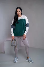 MIKINA “KONTRASTY” - DEEP GREEN / OFF WHITE / DARK GRAY MELAGNE