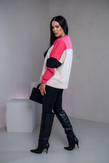 MIKINA “KONTRASTY” - IVORY / SALMON / BLACK