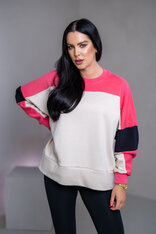 MIKINA “KONTRASTY” - IVORY / SALMON / BLACK