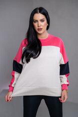 MIKINA “KONTRASTY” - IVORY / SALMON / BLACK