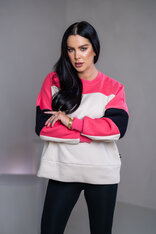 MIKINA “KONTRASTY” - IVORY / SALMON / BLACK