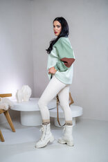 MIKINA “KONTRASTY” - SOFT MATCHA / LIGHT OLIVE / BROWN