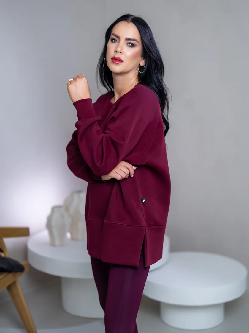 OVERSIZE MIKINA S RÁZPORKAMI “HEIDI” - HLADKÁ