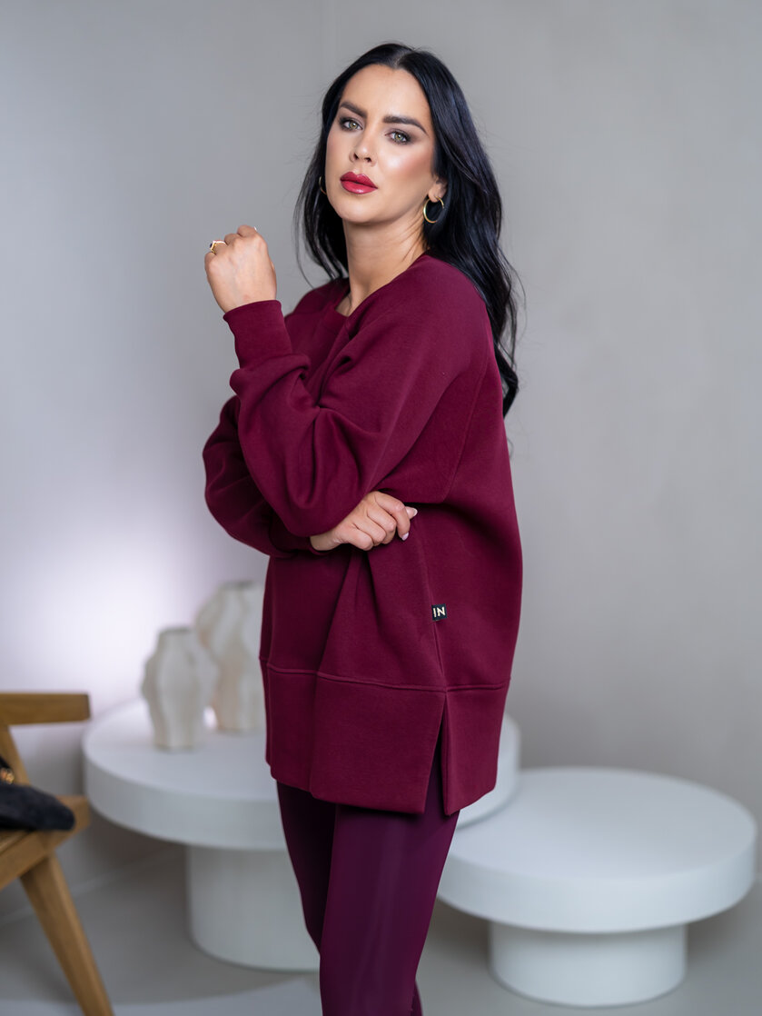OVERSIZE MIKINA S RÁZPORKAMI “HEIDI” - HLADKÁ