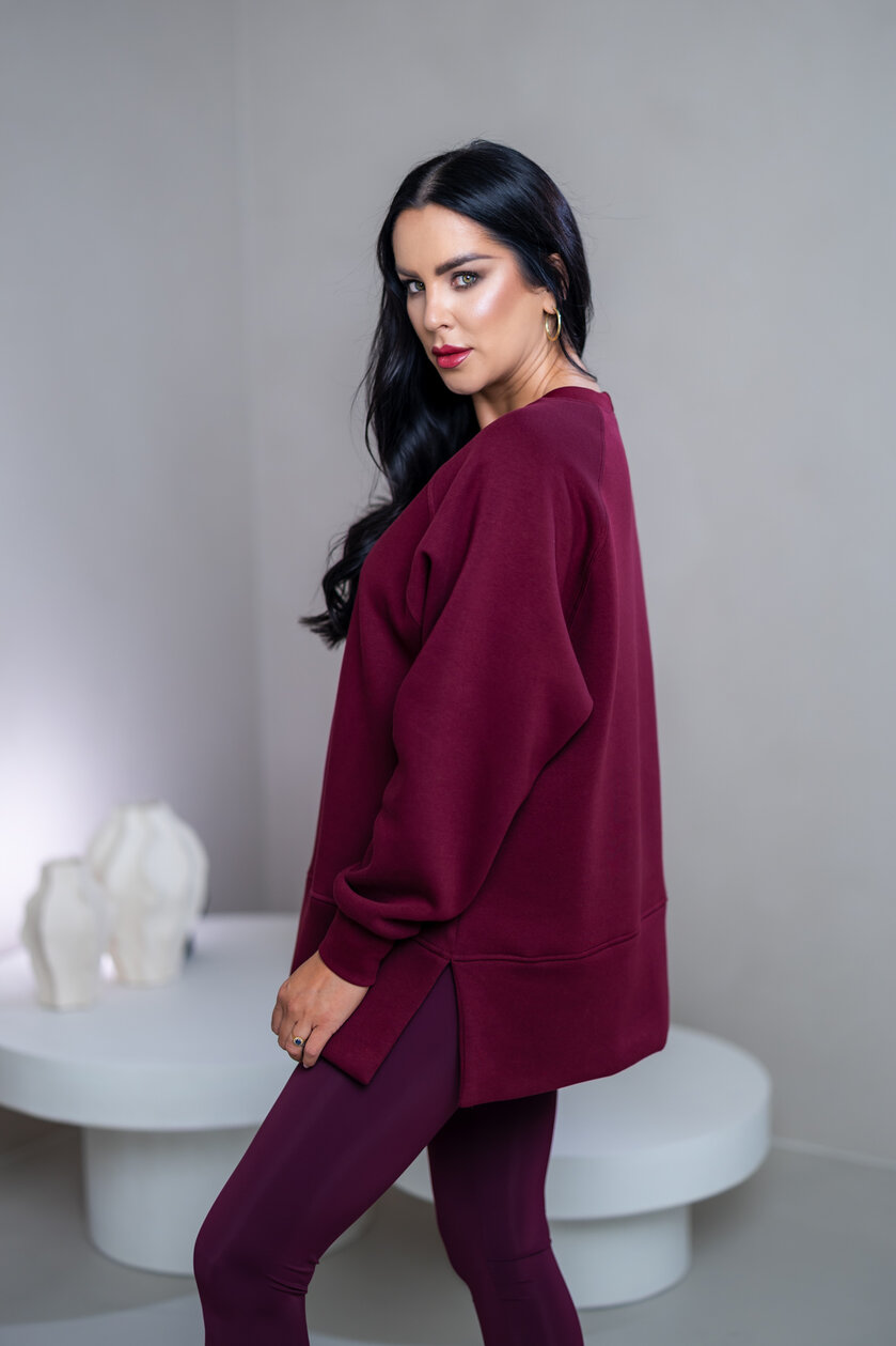 OVERSIZE MIKINA S RÁZPORKAMI “HEIDI” - HLADKÁ