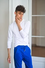 PÁNSKE TRIČKO S GUĽATÝM VÝSTRIHOM / DLHÉ RUKÁVY / VŠETKY FARBY