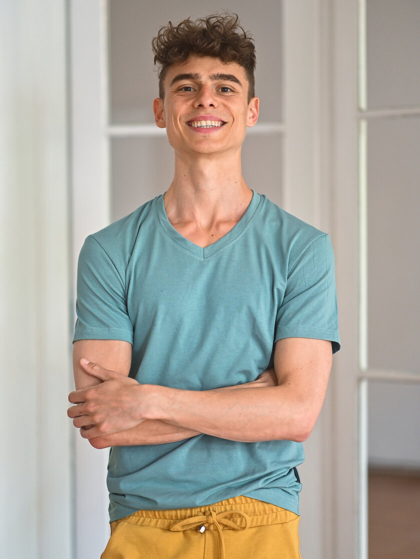PÁNSKE TRIČKO S VÉČKOVÝM VÝSTRIHOM / KRÁTKE RUKÁVY / VŠETKY FARBY