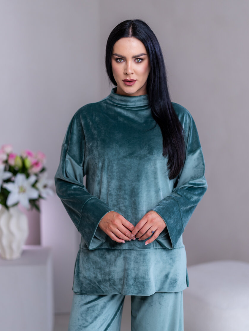 PREDĹŽENÝ TOP “JODIE” S RÁRPORKAMI - ŠIROKÉ RUKÁVY