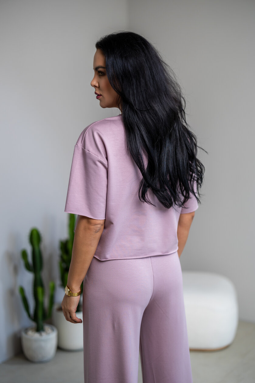 SKRÁTENÉ TRIČKO “MELANIE” HLADKÉ - BAMBOO / SUROVÉ OKRAJE