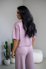 SKRÁTENÉ TRIČKO “MELANIE” HLADKÉ - BAMBOO / SUROVÉ OKRAJE