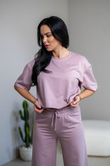 SKRÁTENÉ TRIČKO “MELANIE” HLADKÉ - BAMBOO / SUROVÉ OKRAJE