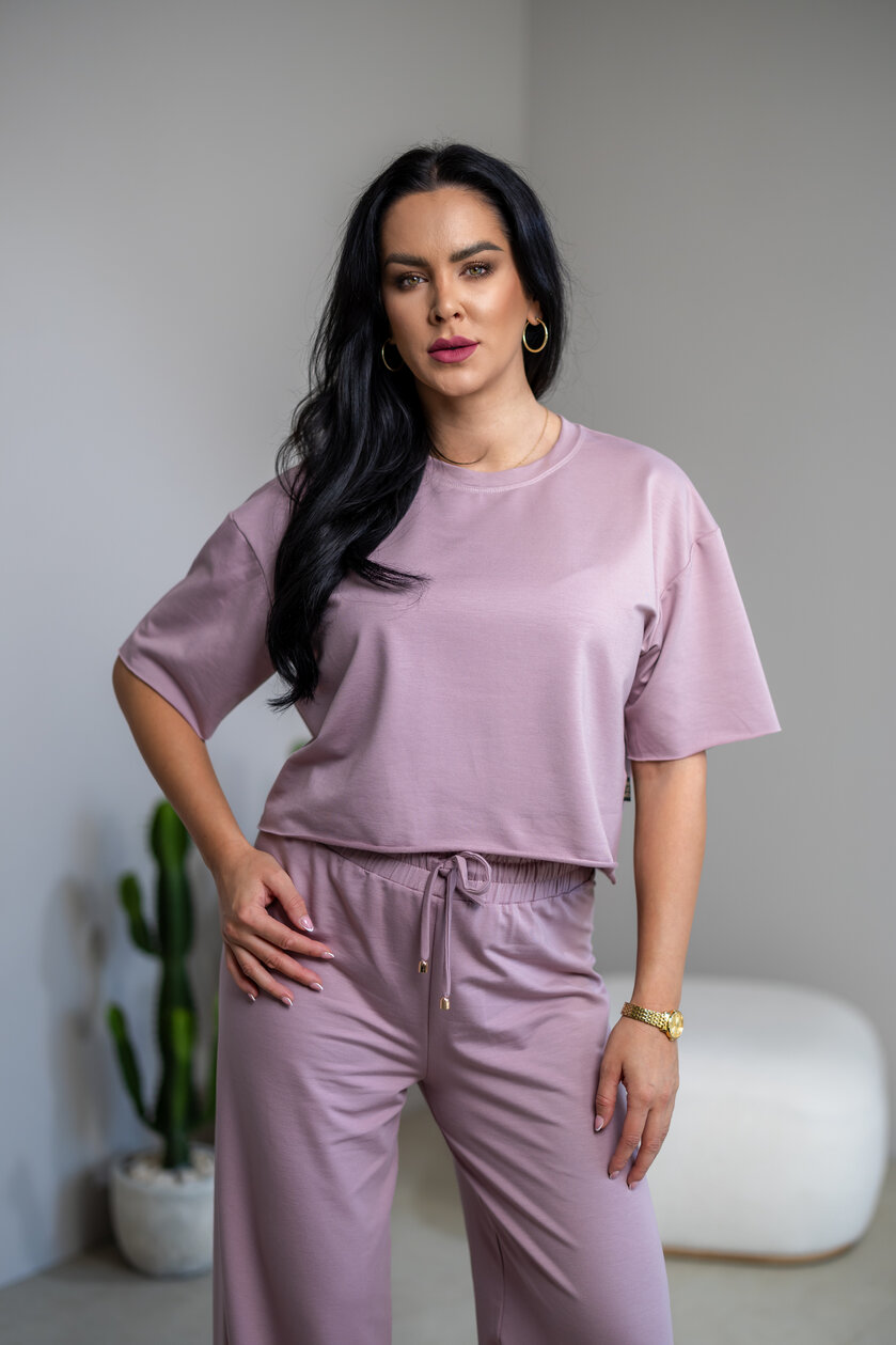 SKRÁTENÉ TRIČKO “MELANIE” HLADKÉ / SUROVÉ OKRAJE