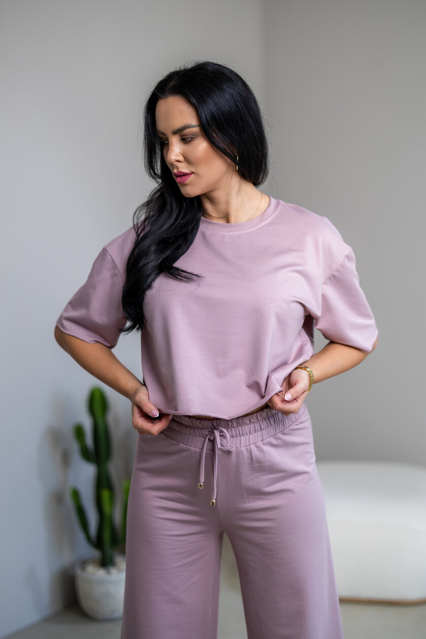 SKRÁTENÉ TRIČKO “MELANIE” HLADKÉ / SUROVÉ OKRAJE