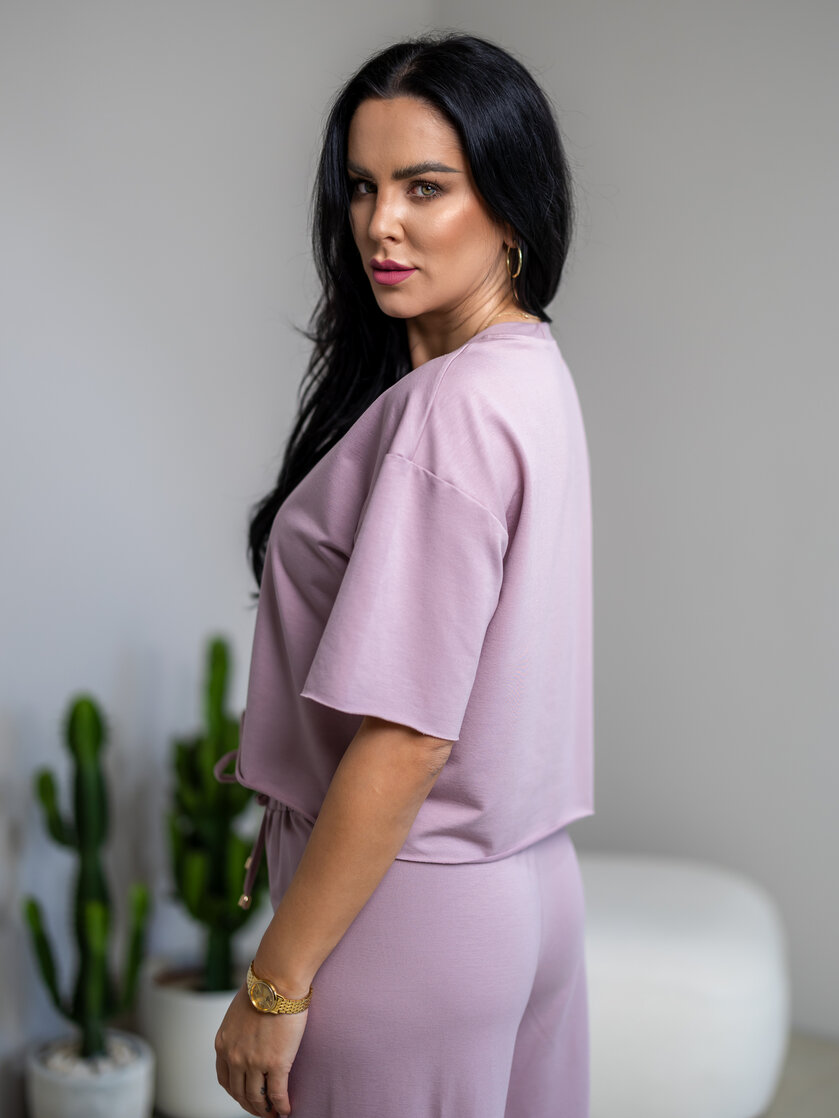 SKRÁTENÉ TRIČKO “MELANIE” HLADKÉ / SUROVÉ OKRAJE