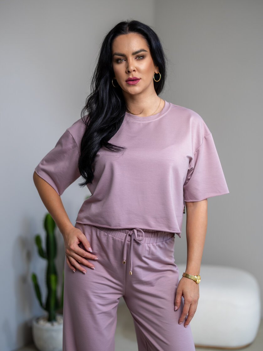 SKRÁTENÉ TRIČKO “MELANIE” HLADKÉ / SUROVÉ OKRAJE