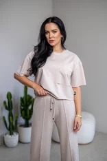 SKRÁTENÉ TRIČKO “MELANIE” S VRECKOM / SUROVÉ OKRAJE SKRÁTENÉ TRIČKO “MELANIE” S VRECKOM / SUROVÉ OKRAJE