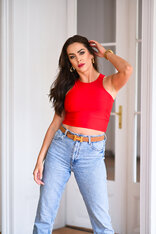 ŠPORTOVÝ CROP TOP - DVOJVRSTVOVÝ - VYKROJENÝ “SELENA”- BAVLNA