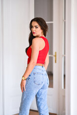 ŠPORTOVÝ CROP TOP - DVOJVRSTVOVÝ - VYKROJENÝ “SELENA”- BAVLNA