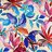 tkanina-leaves-blue-red-pink