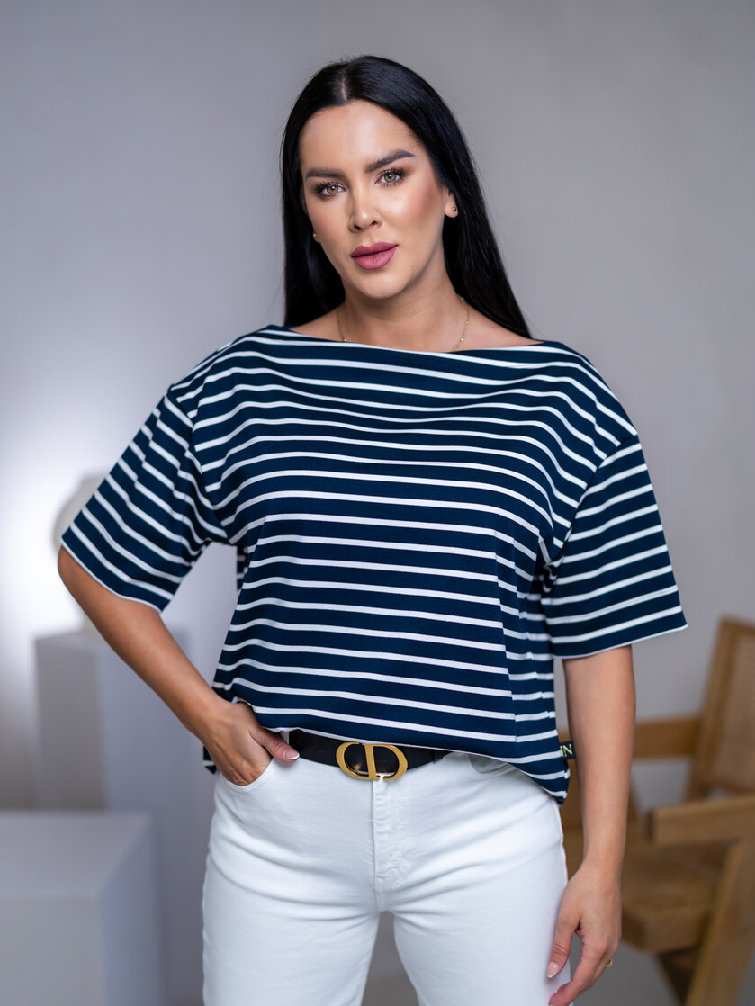 TRIČKO “MELANIE” S LODIČKOVÝM VÝSTRIHOM - PÁSIK